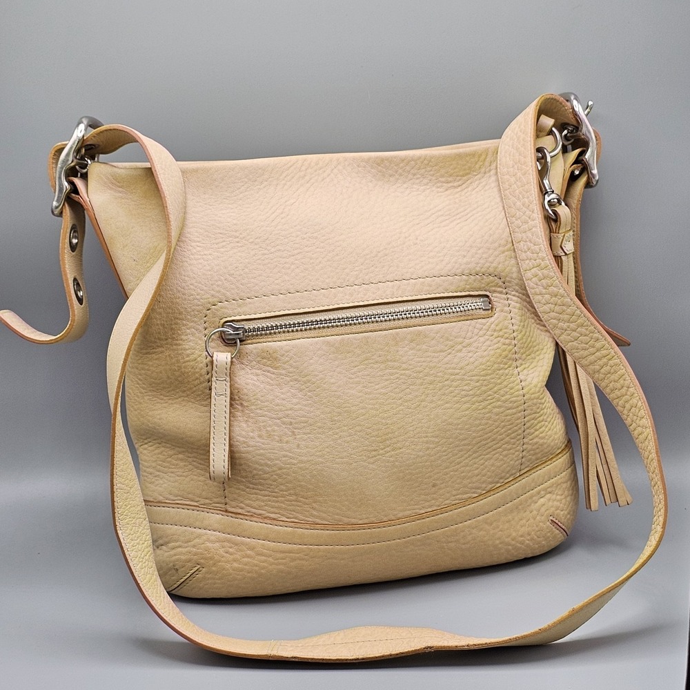 Coach 2004 Soho Bone Pebbled Leather Crossbody Bag Silver Hardware Style 1427